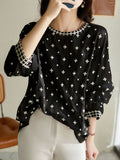 Alexa Classic Embroidered Round Neck Puff Sleeve Top
