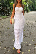 Sexy Vacation Solid Hollowed Out Strapless Beach Dresses(4 Colors)