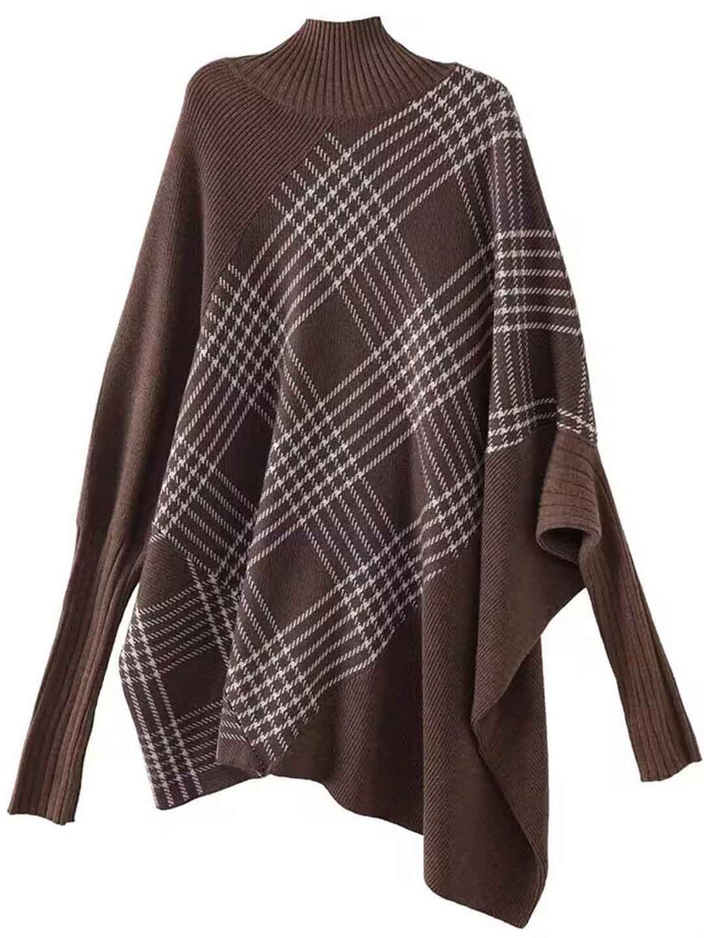 Kaitlyn Loose Turtleneck Irregular Knitted Pullover Cape