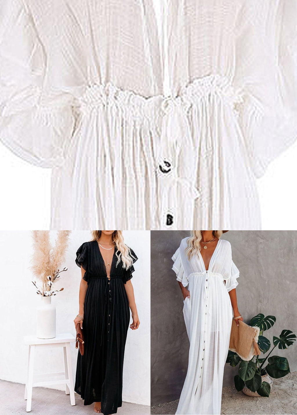 Black Patchwork Long Summer Dress Solid Ruffled