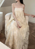 Dresses Beige Long Tulle Bohemian Patchwork Embroidered