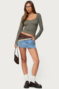 Beatrix Lacey Ribbed Top