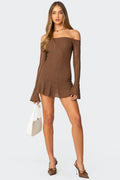 Mya Off Shoulder Textured Mini Dress