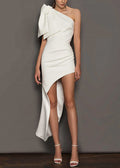 One Dresses White Asymmetrical Design Elegant Shoulder Cotton