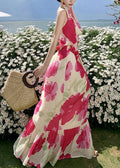 Fashion Dresses Bow Backless Red Long Summer Vacation
