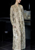 Button Silk Neck Shirts Print Dresses V Fall French