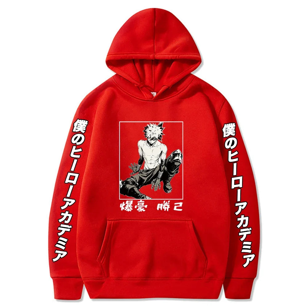 Fashion Japanese Anime My Hero Academia Hoody Sweatshirt Women Harajuku Kawaii Bakugou Katsuki Graphics Winter Oversized Hoodies