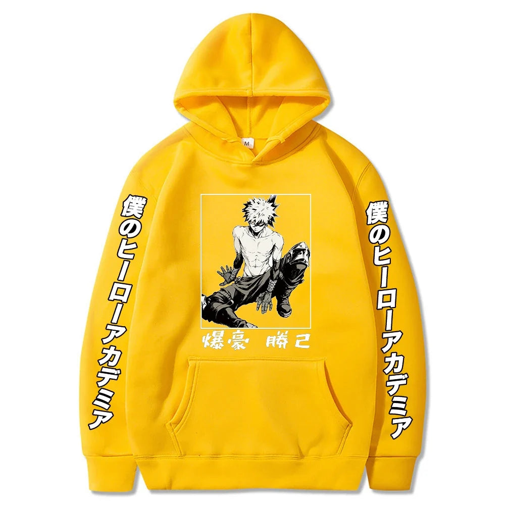 Fashion Japanese Anime My Hero Academia Hoody Sweatshirt Women Harajuku Kawaii Bakugou Katsuki Graphics Winter Oversized Hoodies