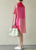 Shirts Summer Dress Colorblock Loose Pan Cotton Collar Peter