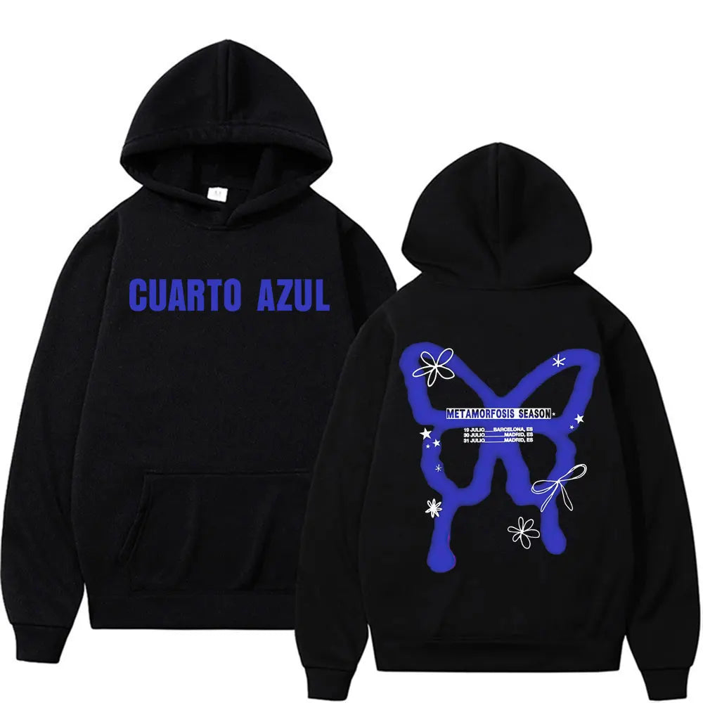 Singer Aitana Cuarto Azul Tour Graphic Hoodies Men Women's Retro Fashion Aesthetic Sweatshirt Fleece Casual Pullovers Streetwear