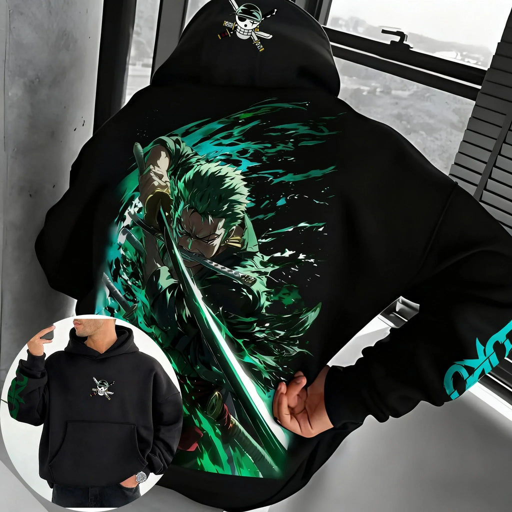 Hoodie Men's and Women's New Roronoa Zoro Printed Street Hip Hop Trendy Casual Parent Child Top