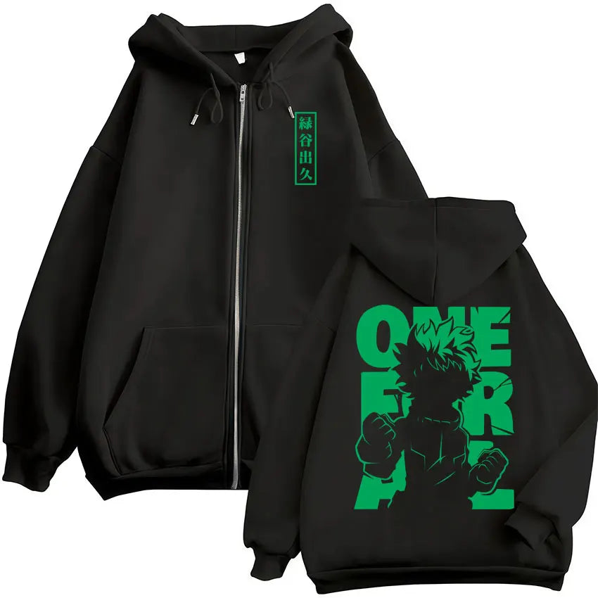 Japan Anime My Hero Academia Zip Up Hoodies Harajuku Fashion Manga Vintage Sweatshirt Men Women Fleece Oversized Tracksuit Coats