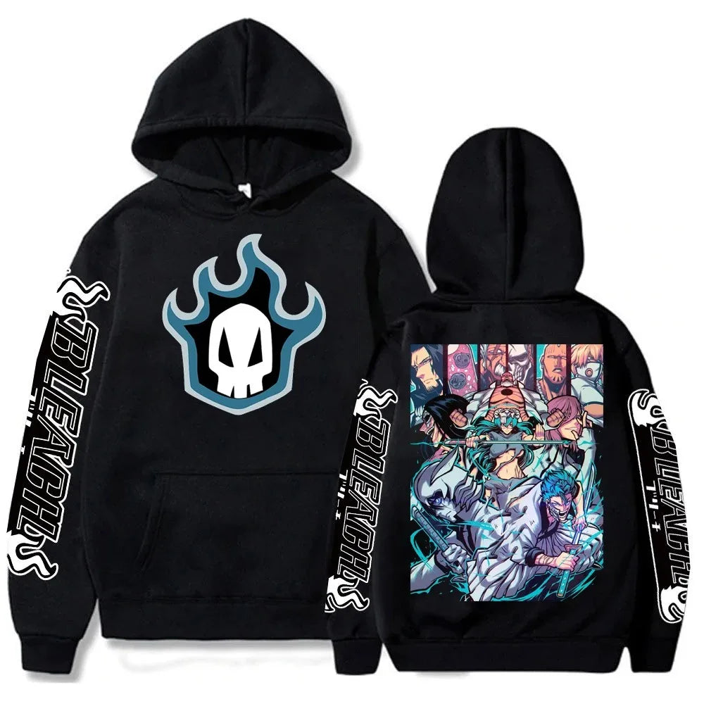 Japan Anime Cartoon Manga Peripherals Hoodies Bleach Print Pullovers Long Sleeve Harajuku Fashion Fleece Warm Casual Sweatshirt