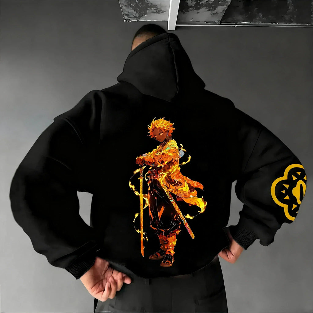 Zipper Hoodie Men's and Women's Autumn/Winter  Agatsuma Zenitsu Printed Casual Sports Sports Sweater Top