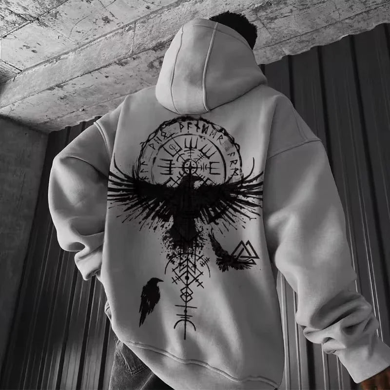 Y2K Men Long-sleeve Hooded Sweatshirt Autumn Winter Daily Outdoor Casual Street Fashion Sportswear