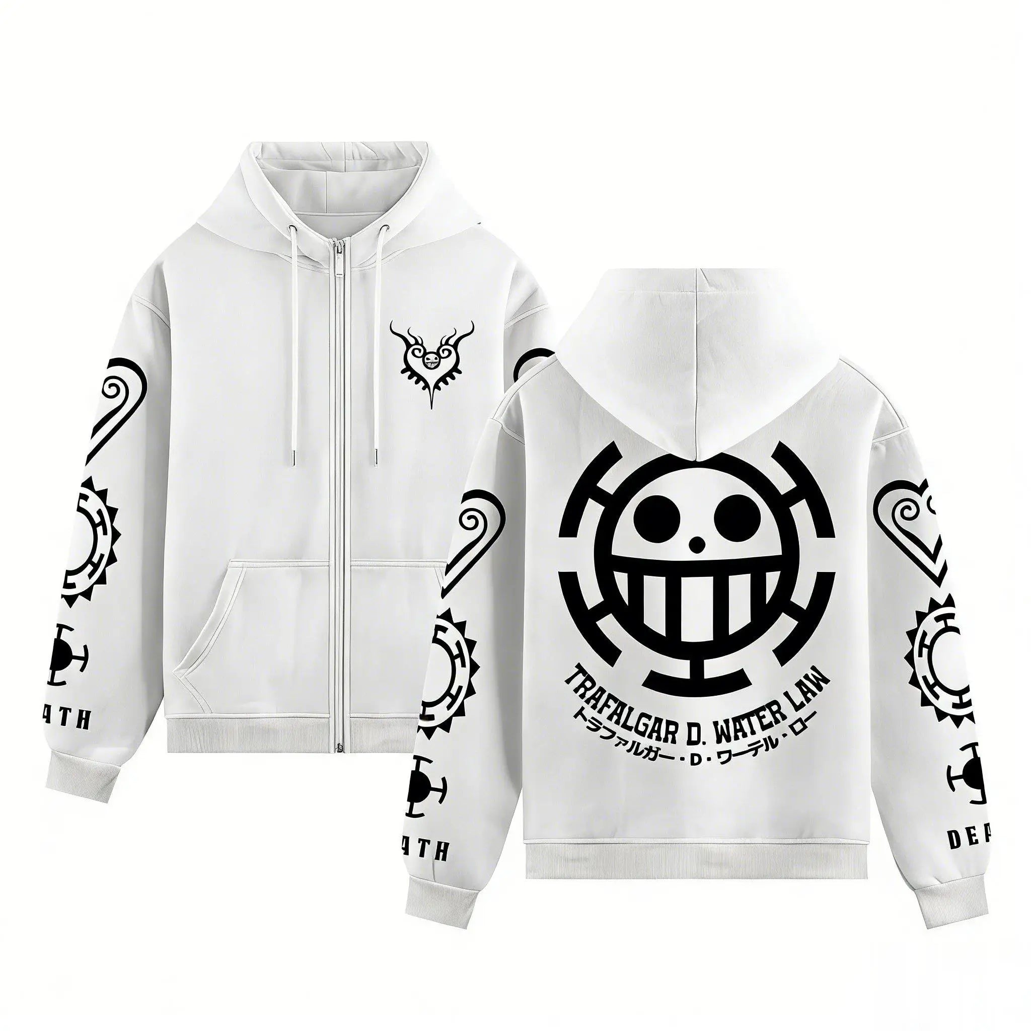 One Piece Trafalgar Law Anime Hoodie Men Women 2026 Spring Autumn Zip Up Streetwear Cosplay Casual Pullover Graphic Print Jacket