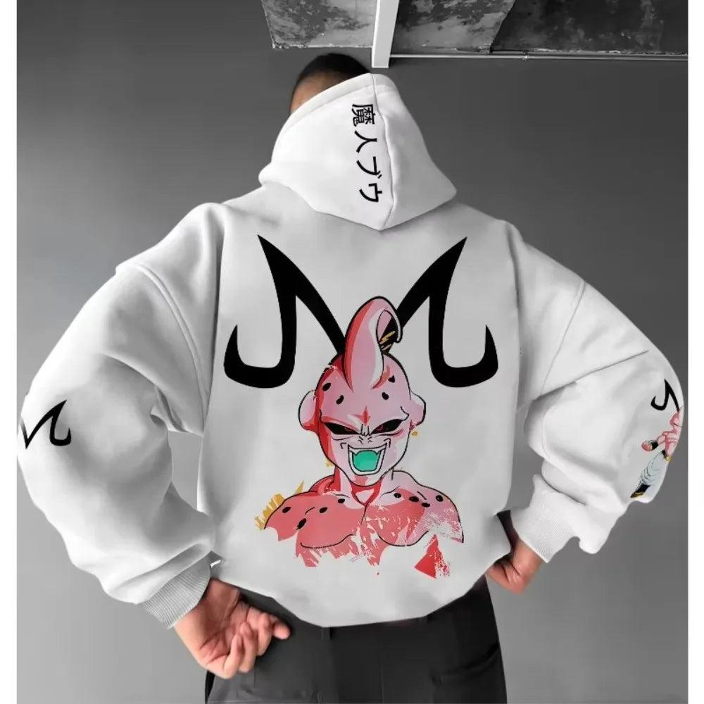 Dragon Ball Men's Hoodie Sweater Majin Buu Japanese Anime Spring Autumn Boys Children's Long-sleeved Parent-child Outfit