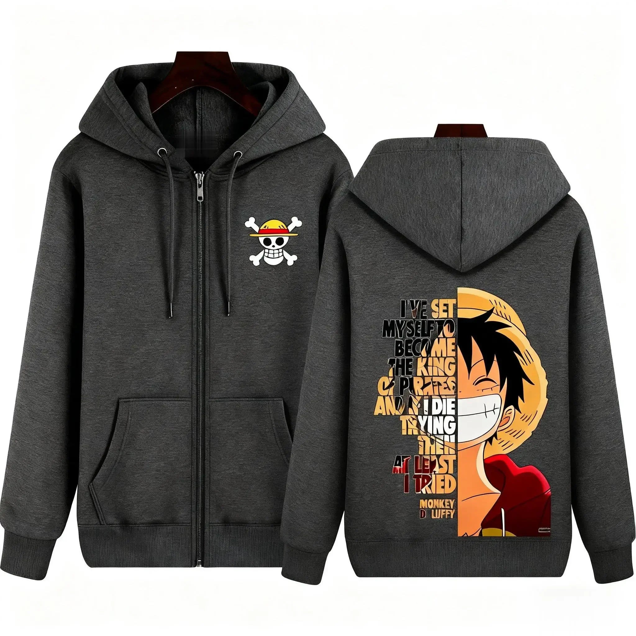 One Piece Anime Hoodie zipper Jacket Men Women Monkey D Luffy Print Graphic Streetwear Casual Pullover Long Sleeve tops Autumn