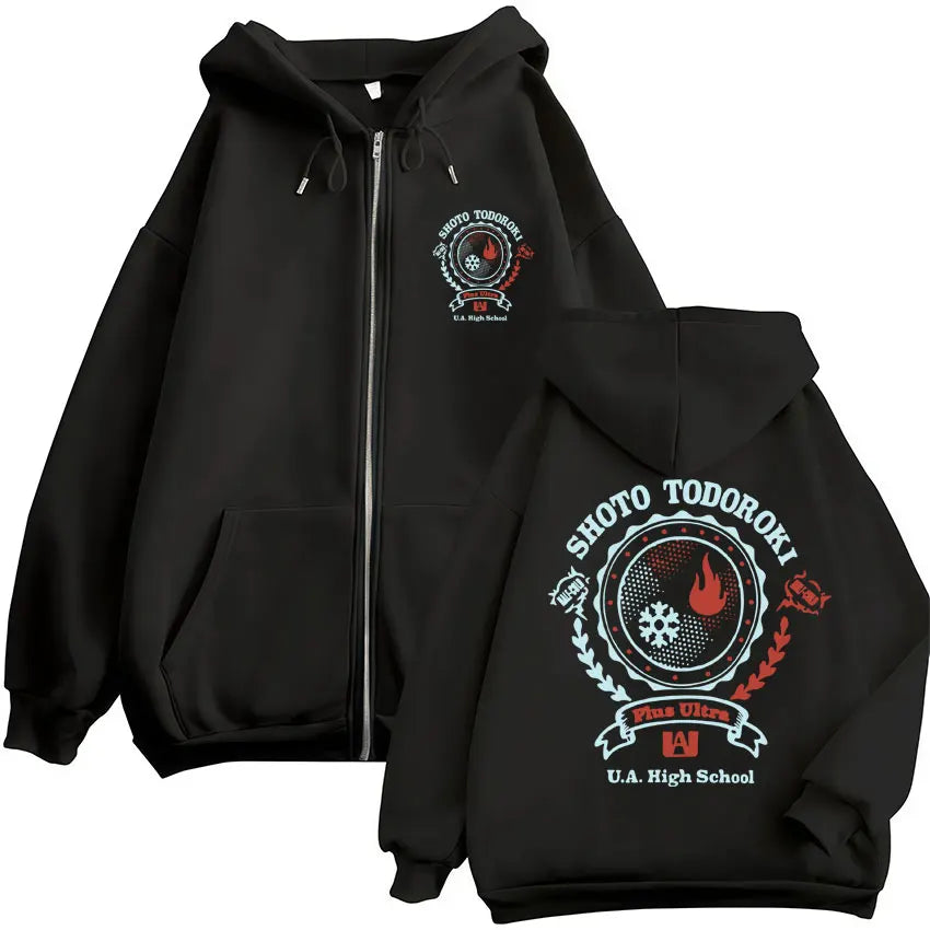 Japan Anime My Hero Academia Zip Up Hoodies Harajuku Fashion Manga Vintage Sweatshirt Men Women Fleece Oversized Tracksuit Coats