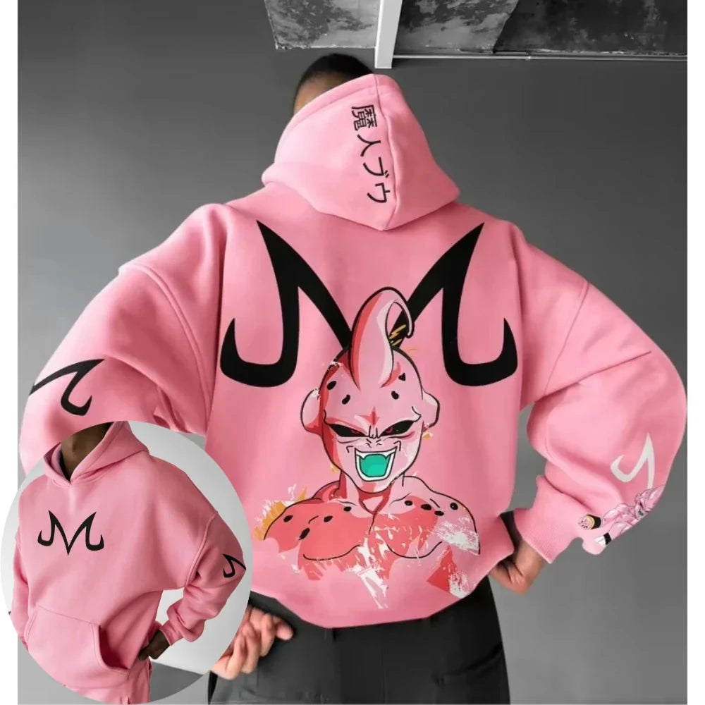 Dragon Ball Men's Hoodie Sweater Majin Buu Japanese Anime Spring Autumn Boys Children's Long-sleeved Parent-child Outfit