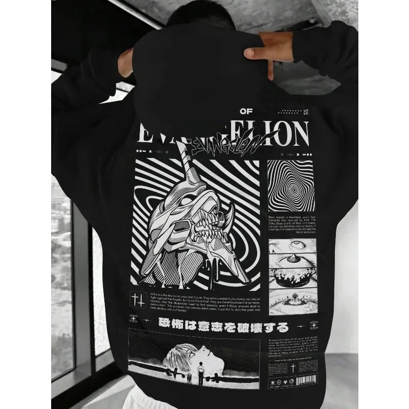 Anime Eva Printing Hoodies Women Sweatshirts Gothic Y2k Tops Vintage Grunge Clothes Oversized Hoodie Harajuku Goth Streetwear