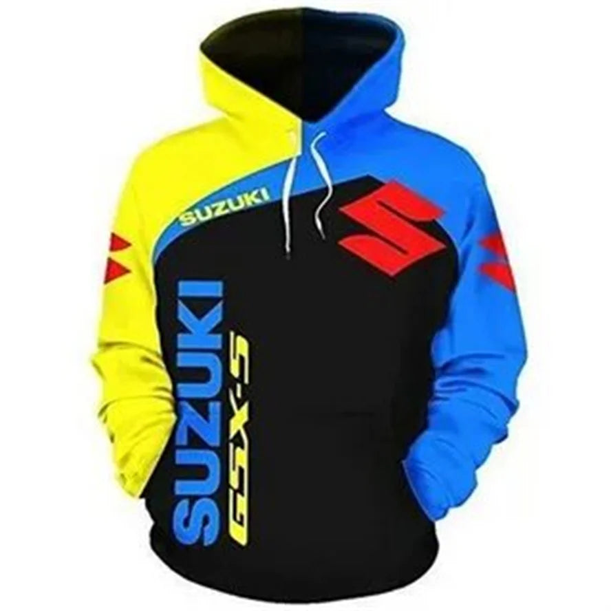 Men's 3D printed autumn and winter outdoor motorcycle racing enthusiasts' casual sports and hooded sweatshirts