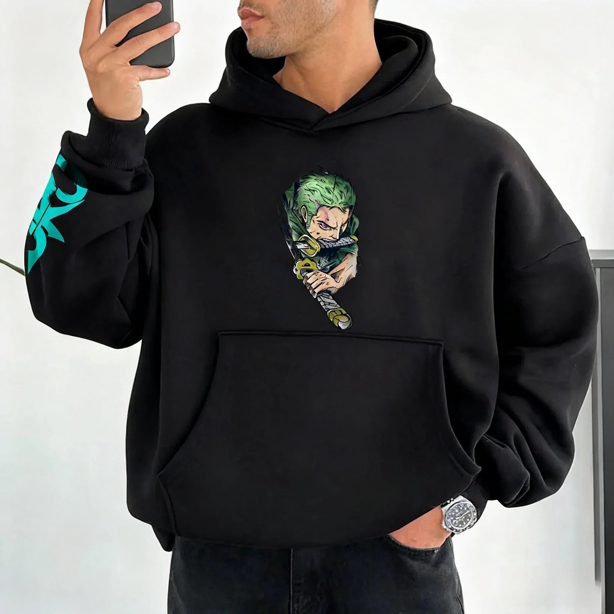 Hoodie Men's and Women's New Roronoa Zoro Printed Street Hip Hop Trendy Casual Parent Child Top