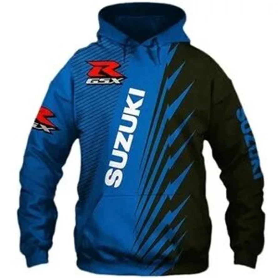 Men's 3D printed autumn and winter outdoor motorcycle racing enthusiasts' casual sports and hooded sweatshirts