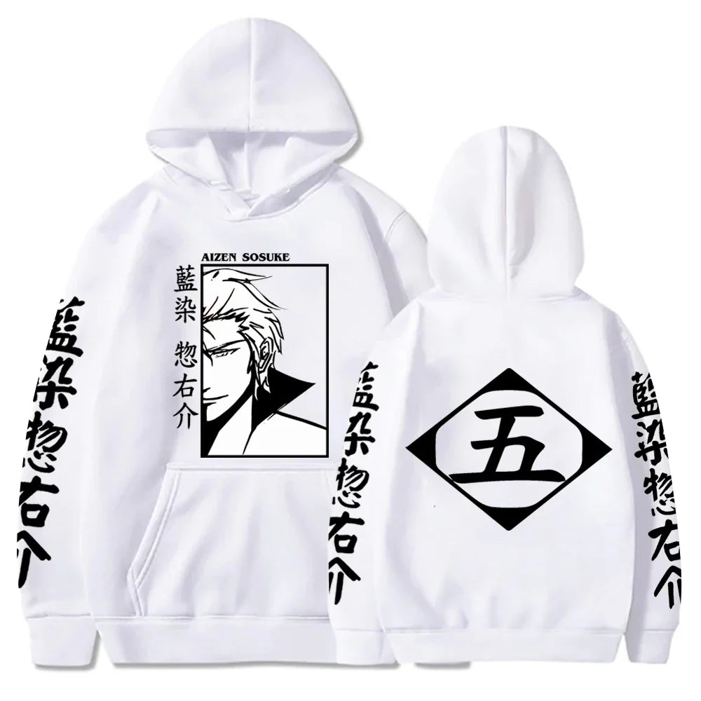 Japan Anime Bleach Aizen Sosuke Cosplay Hoodies Pullovers Tops Man Long Sleeve Clothes