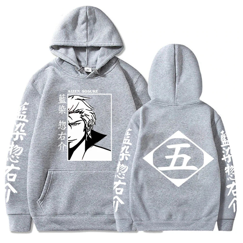 Japan Anime Bleach Aizen Sosuke Cosplay Hoodies Pullovers Tops Man Long Sleeve Clothes