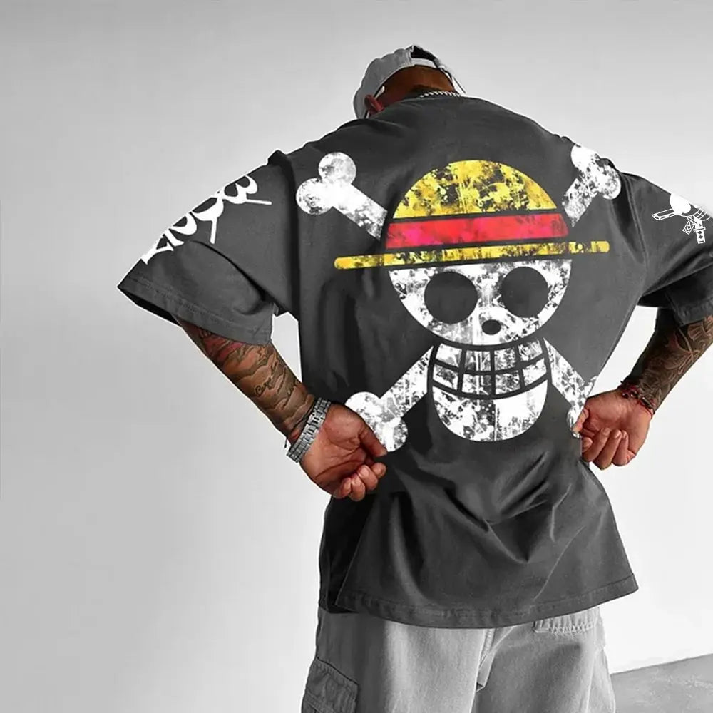 One Piece Japanese Anime Men's T-Shirt Cotton Y2K Harajuku Street Trend Boys Children's Boys and Girls  Short Sleeves