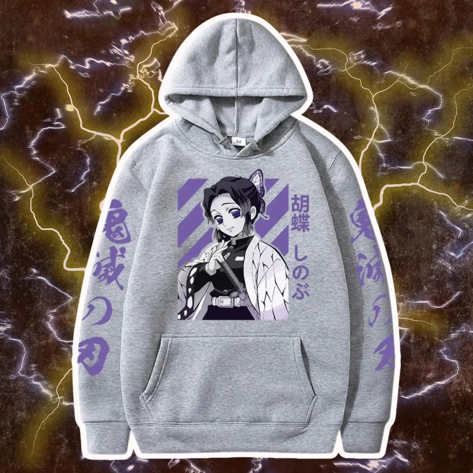 Demon Slayer Shinobu Kochou Hoodie. Anime Graphic Pullover Sweatshirt. Harajuku Loose Streetwear Top Men Women 2026 New Arrivals