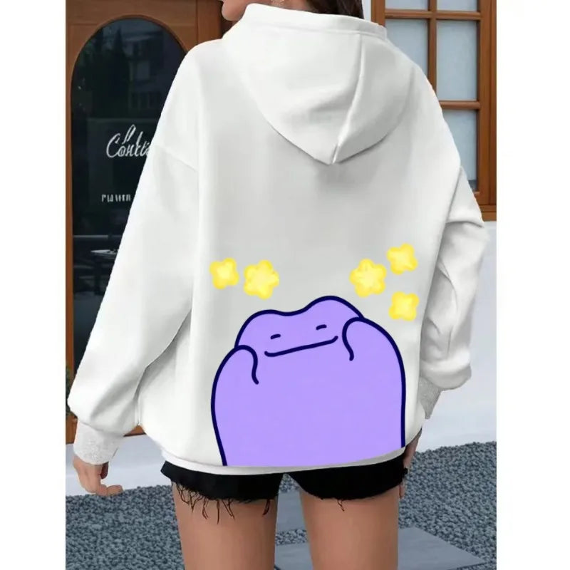 Anime Cute Ditto Painted Hoodie Men's and Women's Autumn/Winter New Y2K Harajuku Oversize Casual Sweater Top