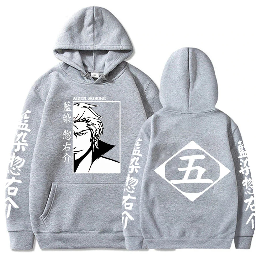Japan Anime Bleach Aizen Sosuke Cosplay Hoodies Pullovers Tops Man Long Sleeve Clothes