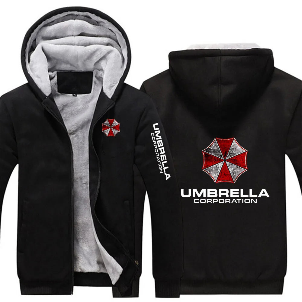 Hoodies Autumn And Winter Man's Popular Jacket Umbrella Corporation Graphic Logo Print Fleece Warm Coat