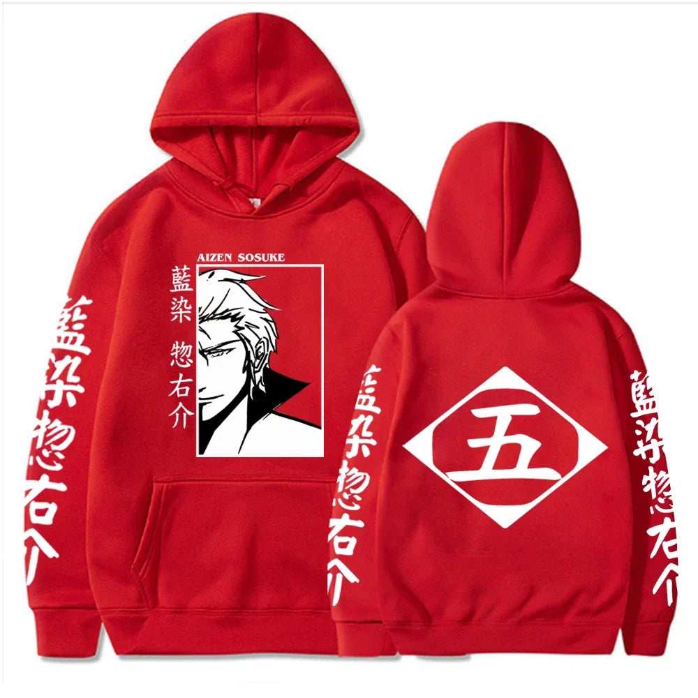 Japan Anime Bleach Aizen Sosuke Cosplay Hoodies Pullovers Tops Man Long Sleeve Clothes