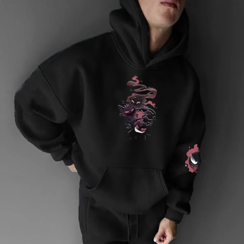 Anime Halloween Gengar Double Printed Hoodie for Men and Women. Autumn/Winter  Harajuku Large Size Casual Trend Sweater