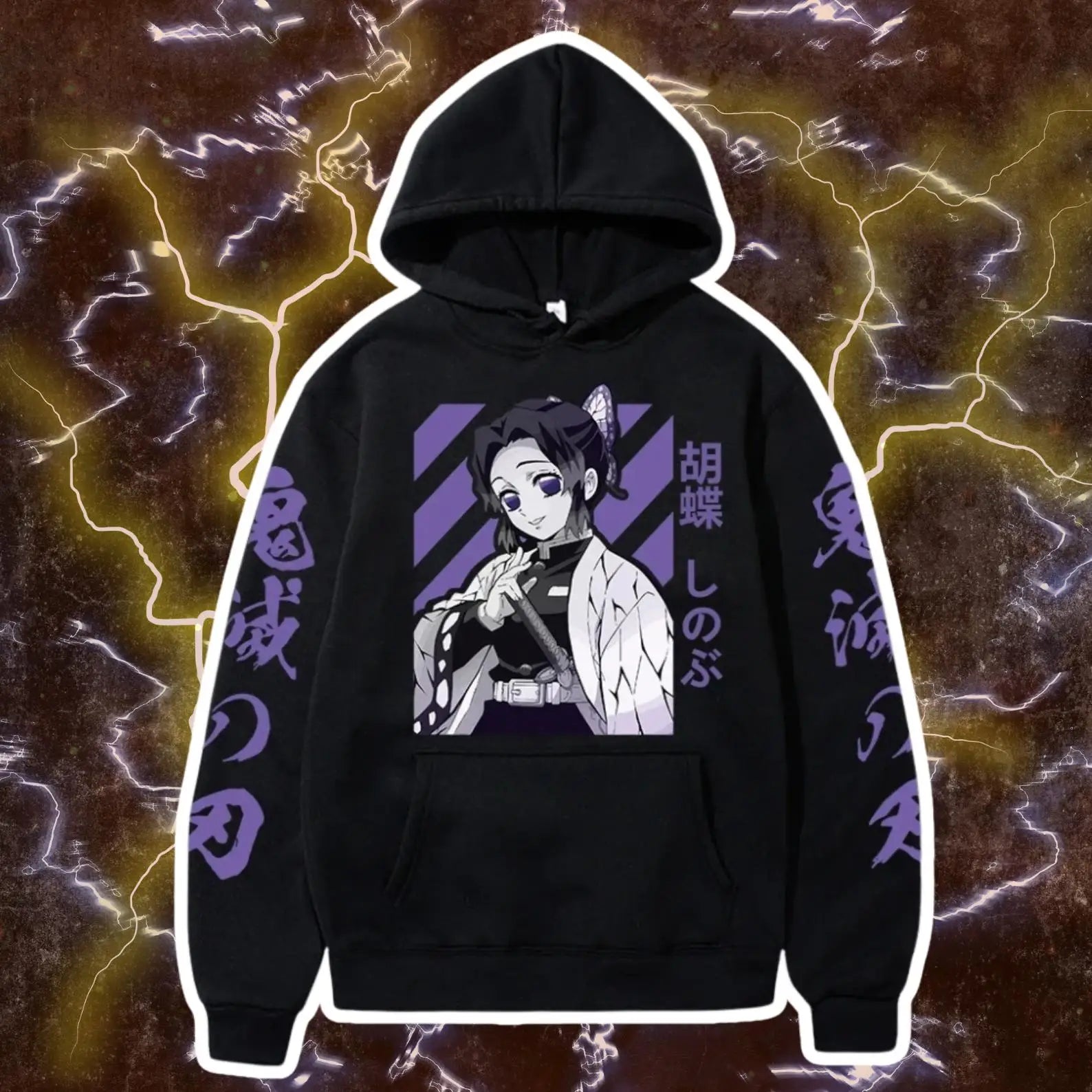 Demon Slayer Shinobu Kochou Hoodie. Anime Graphic Pullover Sweatshirt. Harajuku Loose Streetwear Top Men Women 2026 New Arrivals