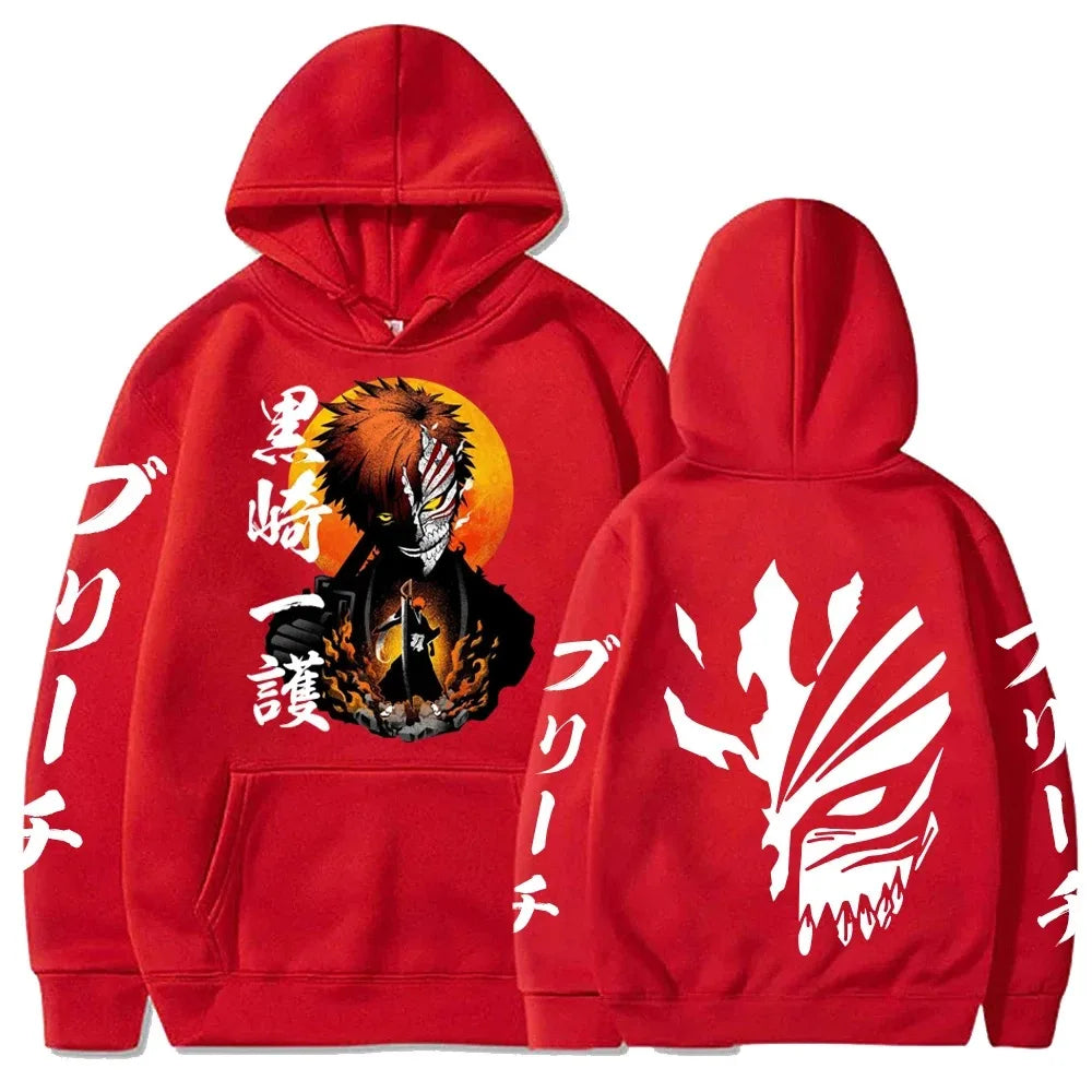 Japan Anime Cartoon Manga Peripherals Hoodies Bleach Print Pullovers Long Sleeve Harajuku Fashion Fleece Warm Casual Sweatshirt