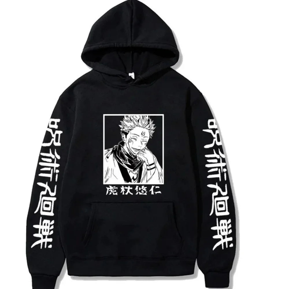 Japanese Anime Spell Battle Tiger Staff Yuren Autumn Print Spring and Autumn Men's Fashion Leisure Versatile Hoodie