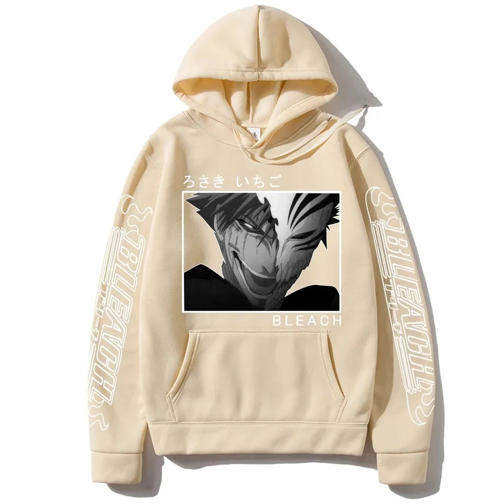 Japan Anime Cartoon Manga Peripherals Hoodies Bleach Print Pullovers Long Sleeve Harajuku Fashion Fleece Warm Casual Sweatshirt