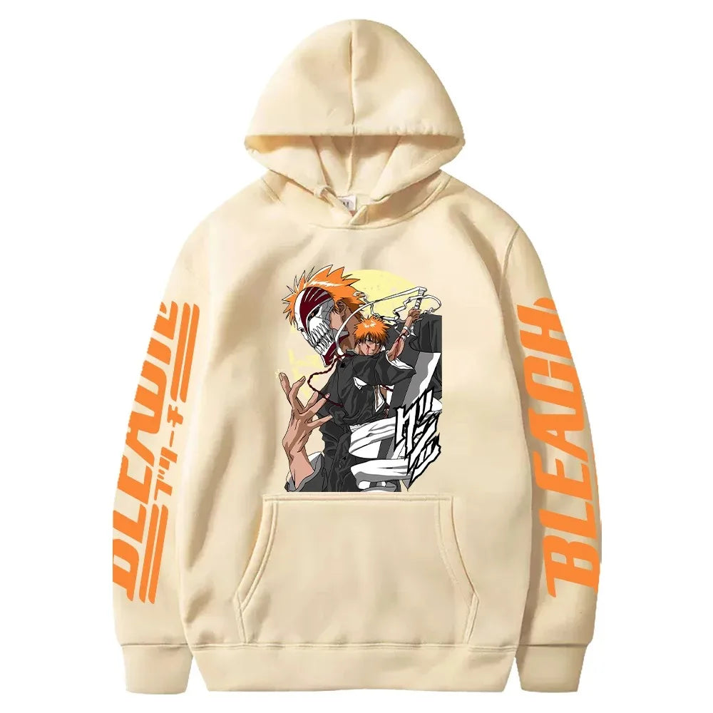 Japan Anime Cartoon Manga Peripherals Hoodies Bleach Print Pullovers Long Sleeve Harajuku Fashion Fleece Warm Casual Sweatshirt