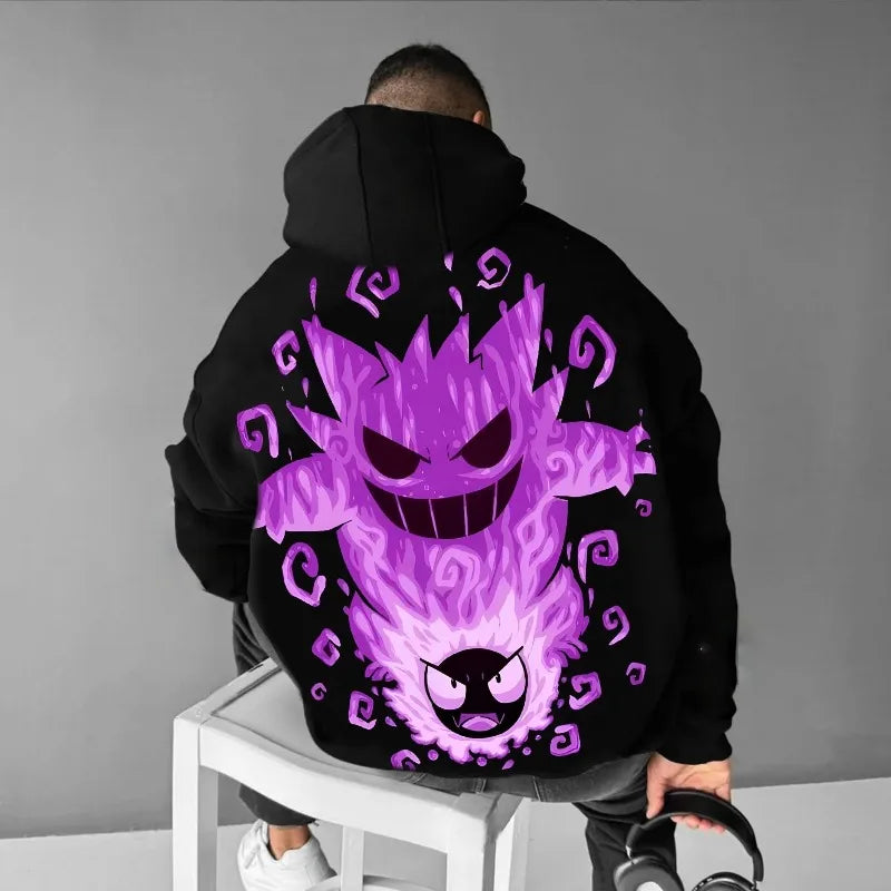 Pok¨¦mon Gengar Double-sided Printing Hoodie for Men Women 2025 Autumn/Winter New Y2K Harajuku Plus Size Casual Sweatshirt Top