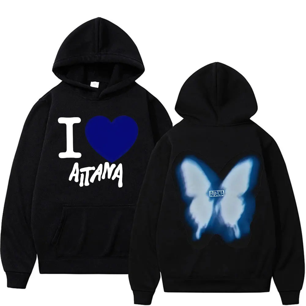 Singer Aitana Cuarto Azul Tour Graphic Hoodies Men Women's Retro Fashion Aesthetic Sweatshirt Fleece Casual Pullovers Streetwear