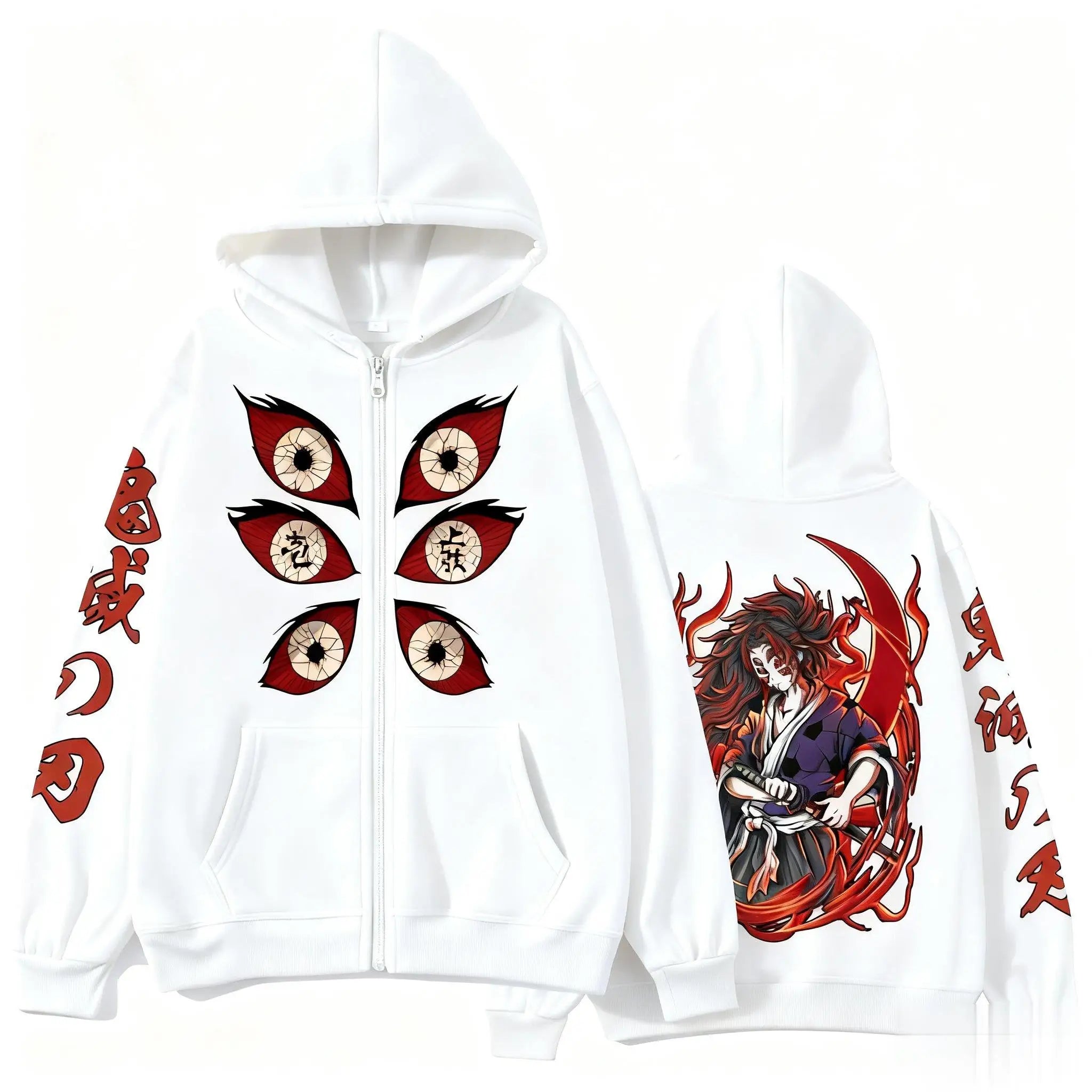 Men Autumn Winter 100%Cotton Zipper Hoodie Women Casual Harajuku Demon Slayer Japanese anime Long Sleeve Y2K Coat Top