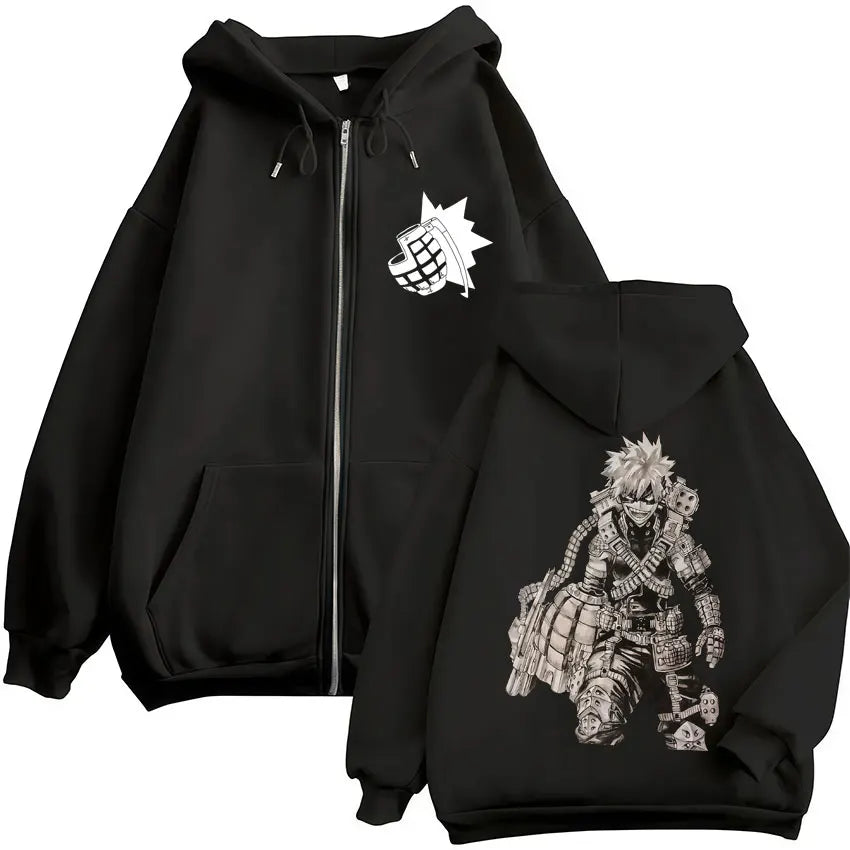 Japan Anime My Hero Academia Zip Up Hoodies Harajuku Fashion Manga Vintage Sweatshirt Men Women Fleece Oversized Tracksuit Coats
