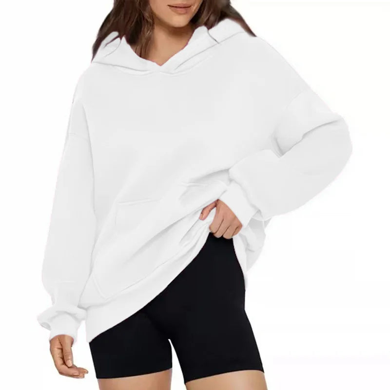 Women Hoodies Pullover Hooded Sweat Shirts Solid Color Jogger Long Sleeve Black Jogging Men Sweatshirt Sport Top Winter Clothing