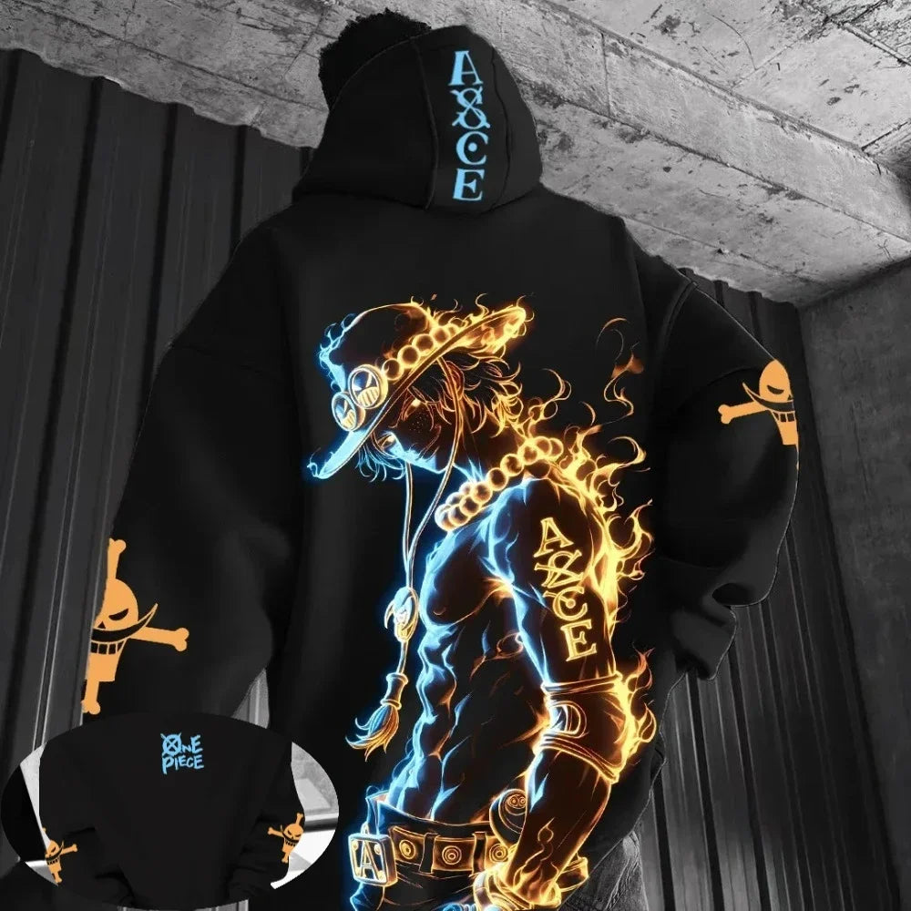 One Piece Japanese Anime Print Hoodie Men Women One Piece Graphic Hoodies Long Sleeve Pullover Sweatshirt Y2K Harajuku Clothing