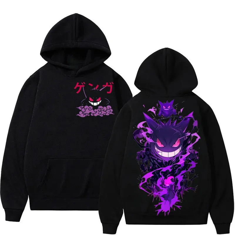 Gengar Joint 2025autumn Winter Men Hoodie Loose Street Graffiti Animation Printing Casual Trendy Cool Hooded Sweater