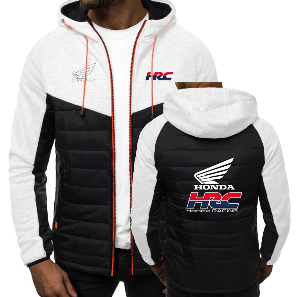 Comfortable Jacket Slim Coat Men's New Seven-color Cotton-padded racing Print Patchwork Hoodies